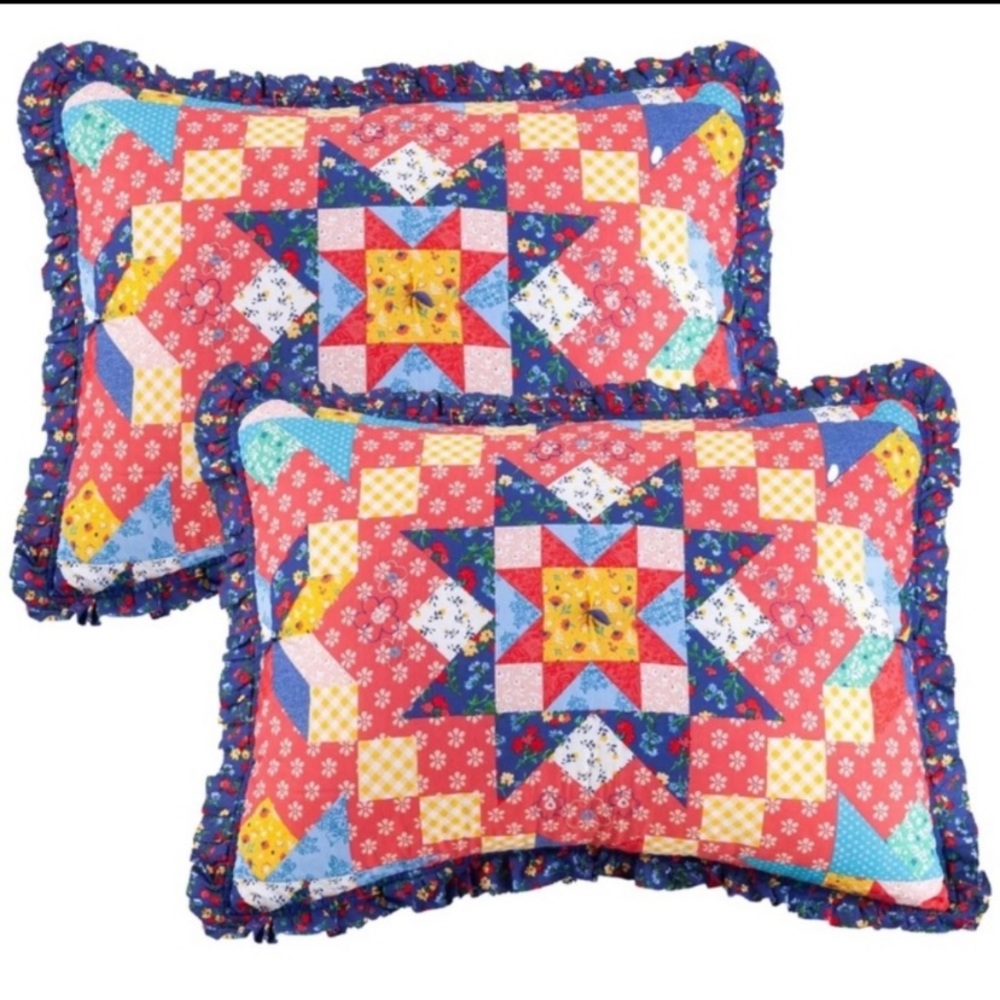 💜The Pioneer Woman Starlight Patchwork 2-Piece Cotton Standard Pillow Shams